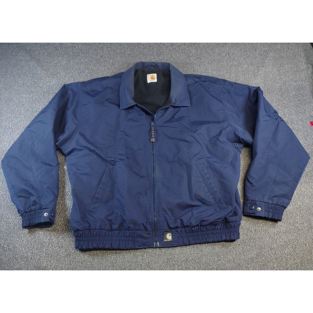 Carhartt y2k Work Jacket Mens Blue Full Zip Nylon Bomber Windbreaker Coat